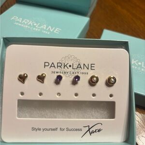 Park Lane Heart, purple, Pearl stud Earring Set